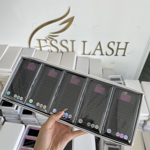 थोक निजी लेबल पलक एक्सटेंशन 8-25 मिमी रेशम निजी लेबल पूर्वनिर्मित प्रशंसक पलक लैश ट्रे मैट ब्लैक ड कर्ल - Product Image 6