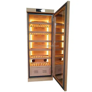 Humidor di sigaro elettrico in legno personalizzato con cassetto in legno di cedro di peruno spagna e ripiano con sistema di controllo dell'umidità costante