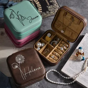 2023 yaz moda oyulmuş mücevher kutusu deri takı seyahat çantası küpe kolye yüzük