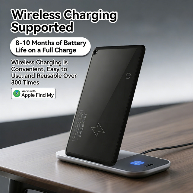 Ultra Thin Wireless Charging Global Positioning Rechargeable Item Finder Locator Wallet Tracker Card for Apple