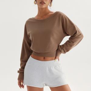 เสื้อโยคะแขนยาวคอกลมสำหรับผู้หญิง แห้งเร็ว ชุดกีฬาแบบเปิดหลัง ชุดวิ่ง - Product Image 1