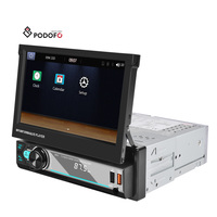 Podofo Single Din 7 ''Voiture Lecteur MP5 Sans Fil Carplay Android Auto Écran Tactile Rétractable Auto Électronique USB BT FM MIC