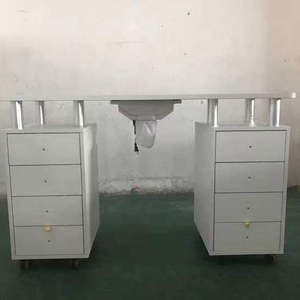 Table de manucure professionnelle en verre moderne avec collecteur de poussière, design en acrylique pour ongles, usage commercial - Product Image 1