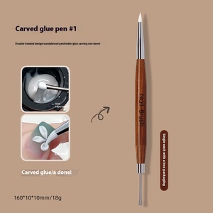 Stylo à double tête en silicone pour nail art, manche en bois de santal, outil de dessin, d'embossage et de sculpture pour la conception de manucure - Product Image 6