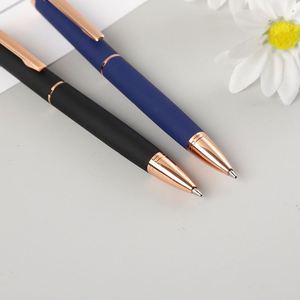 Luxury Rose Gold Trim <b>Ballpoint</b> <b>Pen</b> Set Matte Black Navy Blue Executive <b>Pen</b> Custom Logo Corporate Gift - Product Image 3