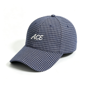Gorra de Béisbol con Visera Curva, Diseño a Cuadros Multicolor, Bordado ACE, 6 Paneles, Correa Ajustable, Estilo Casual, Deportivo, Unisex, para Uso Diario - Product Image 6