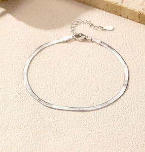 S925 Silver Minimalist Chain All Occasion <b>Adjustable</b> Herringbone <b>Bracelet</b> Round Link Design Everyday Wear Unisex Jewelry - Product Image 4