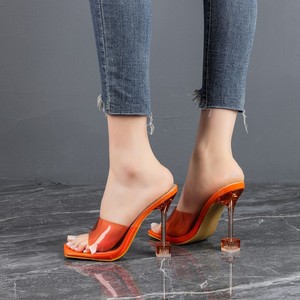 Transparent PVC 2026 Open Toe High Heel <b>Mules</b> Comfortable Party Sandalias Mujer <b>Slippers</b> - Product Image 4