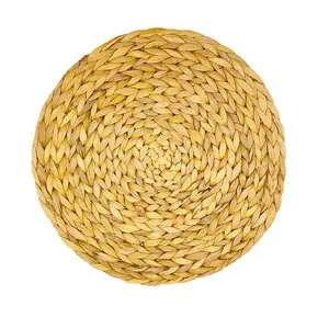 <strong>Large</strong> Handmade Round Woven <strong>Placemats</strong> for Dining Table Water Hyacinth Straw Braided <strong>Placemat</strong> Resistant Non-Slip Weave <strong>Placemats</strong> - Product Image 1