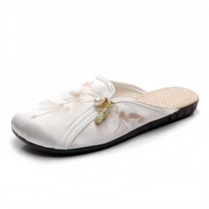 <span class=keywords><strong>Zapatos</strong></span> Casuales de Lino con Bordado de Flores de Ciruelo para Verano, Transpirables y Absorbentes del Sudor, para <span class=keywords><strong>Hombre</strong></span> y Mujer, con Entresuela de EVA Suave para Interiores - Product Image 1