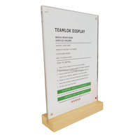 Présentoir de bureau Base en bois Support acrylique mince en forme de T avec logo gravé Cadre photo magnétique pour présentoirs
