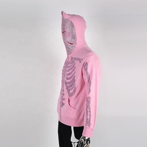 Felpe con cappuccio con cappuccio con Logo personalizzato in cotone con Logo con teschio con cappuccio con Zip a tutta faccia da uomo - Product Image 6