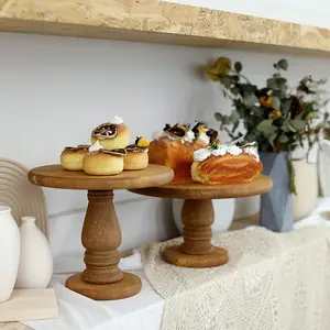 विंटेज प्राचीन शादी मिठाई केक कुरसी प्रदर्शन खड़े हो जाओ, कप केक सर्वर, देहाती फार्महाउस लकड़ी केक खड़ा