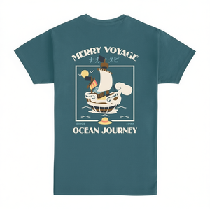 T-Shirt 'Merry Voyage Ocean Journey' Girocollo Manica Corta in Cotone Stampato Unisex per Adulti Maglietta Promozionale - Product Image 3