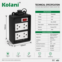 Enchufe de Superficie Industrial Kolani IP44 Resistente a la Intemperie con Interruptor de Encendido e Indicador Rojo, PVC Ignífugo para Exteriores y Talleres
