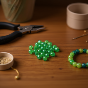 Ilan Abalorios Perline Rotonde Sfaccettate Verdi da 10mm 15g per Creazione di Gioielli - Product Image 3