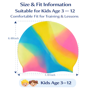 Bonnet de bain en silicone souple et sûr pour enfants, haute visibilité, facile à porter, sans BPA, design personnalisé pour les écoles de natation et les entraînements en club - Product Image 5