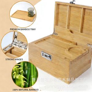 Caja de almacenamiento de madera con cerradura de combinación, embalaje de regalo artesanal de bambú, forma rectangular, con cerradura para almacenamiento de tabaco y cigarros - Product Image 4