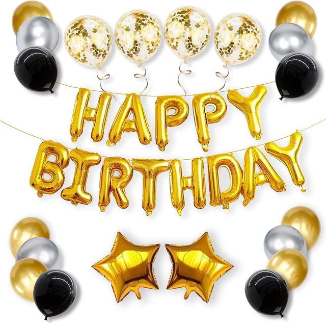 Happy Birthday Balloon Set Black Gold Rose Gold Blue Gold Red Birthday Party Decoration Supplies