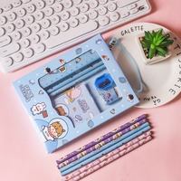 Ensemble d'art portable 6 pièces pour l'école primaire, la maternelle et la maison, comprenant des crayons et plus de fournitures de papeterie, boîte cadeau