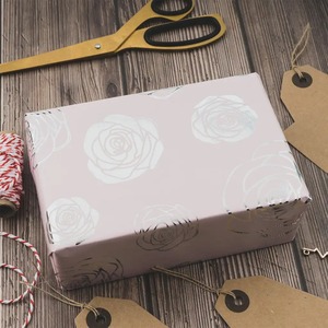 Custom Rose Pattern Gift <b>Wrap</b> <b>Roll</b> Pink Art <b>Paper</b> Coated Double-Sided Eco-Friendly Digital Printing Recyclable 70GSM Packaging - Product Image 5