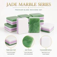 Destockage : Tuiles de Mahjong Américaines en Acrylique Vert Classique de Luxe à Trois Couches, Gravées, pour Loisirs, Divertissement et Fêtes