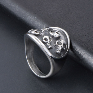 Skull Vampire <b>Titanium</b> Steel <b>Ring</b> Men's Fashion Jewelry SA386 Gift Skeleton Design - Product Image 4