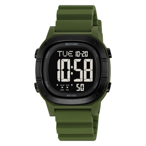 Skmei Digital Watch Men 50M Waterproof Silicone Strap Gold Black Sport Watch - Product Image 5