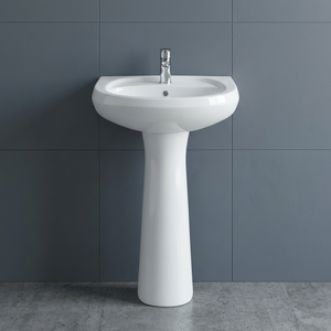 Round <b>Ceramic</b> Wash Hand Basin Pedestal Set Cera Porcelain Bathroom Sink Wall Mounted Full Pedestal Lavabo - Product Image 3