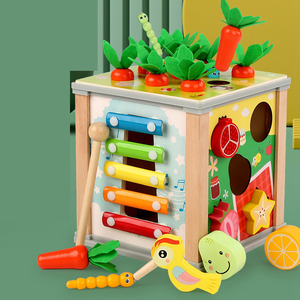 HOYE CRAFT Early Learning Shape Sorting Box Toys cubo di attività in legno giocattoli ravanello tirando gioco per bambini - Product Image 3