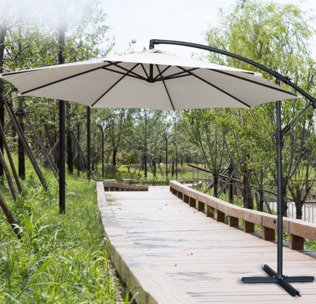 buy patio umbrella sale PURPLE LEAF Round Solar Lighted Cantilever Umbrella Outside Patio Umbrella  with Lights