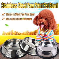 Bol pour animaux de compagnie en acier inoxydable personnalisé, avec empreinte de patte, pour chien et chat, antidérapant, résistant aux chutes, pour nourriture et eau