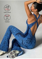 Combinaison de yoga pour femme YNSEA, vêtements de sport et de yoga, motif serpent, sans couture, bretelles croisées, jambes évasées