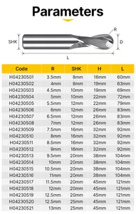 HUHAO HSS 텅스텐 카바이드 2 플루트 솔리드 볼 노즈 엔드 밀 밀링 커터 스틸 H04230501 용