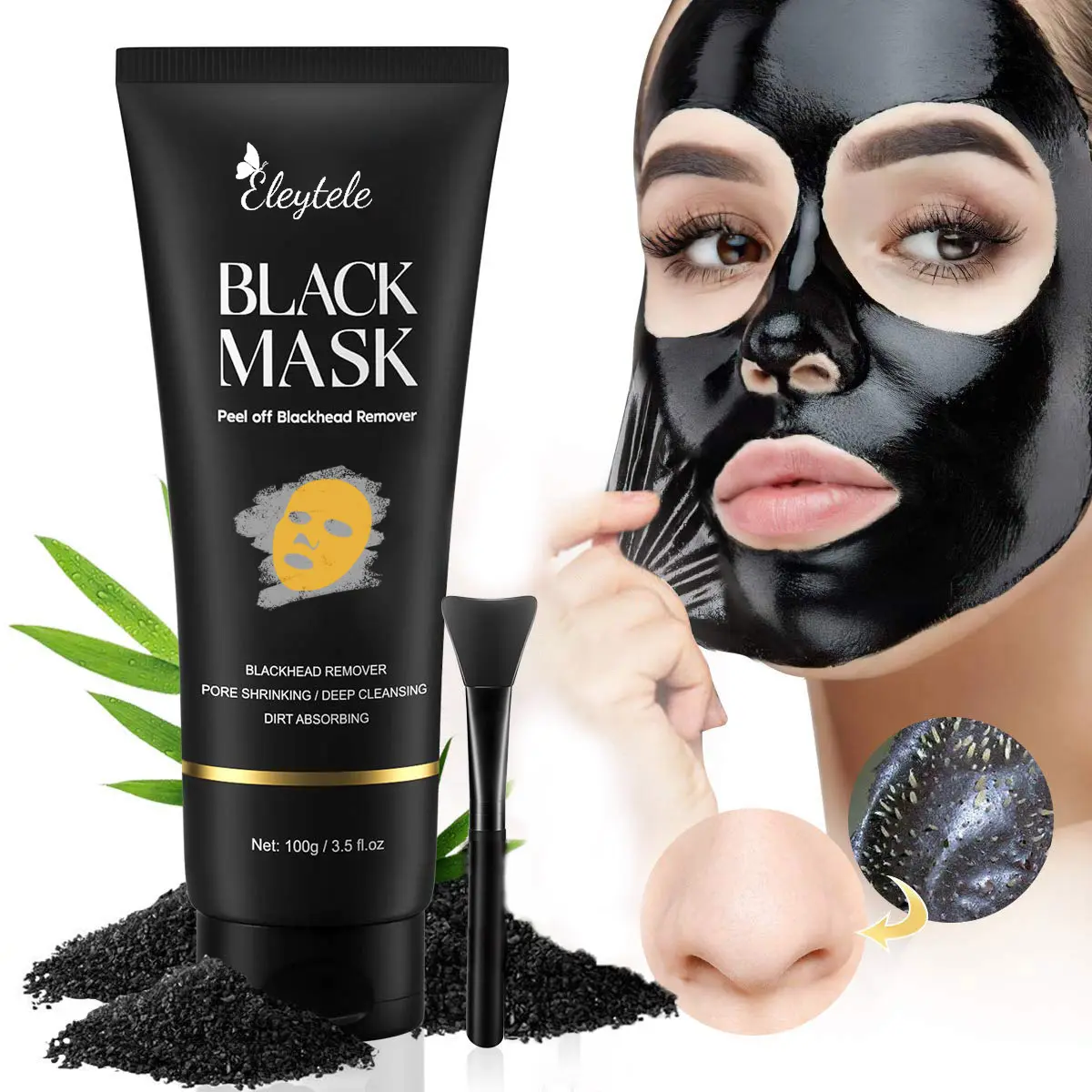 Private Label Gesichtshaut Akne-Behandlung Gesichts maske Tiefen reinigung Peel Off Gesichts maske und Nase Charcoal Mitesser Entferner Maske