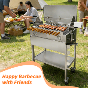 Grill rotatif automatique en acier inoxydable avec pare-vent et plateau <span class=keywords><strong>de</strong></span> cuisson réglable pour barbecue - Product Image 6