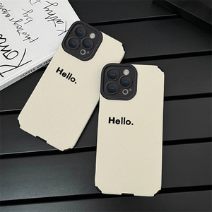 Funda de teléfono de cuero suave con letras Hello para IPhone 16 14 12 13 11 Pro MAX XR XS 7 8 Plus SE, funda de silicona blanca a prueba de golpes - Product Image 2