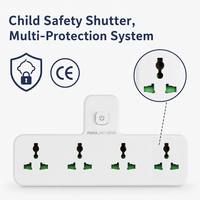Adaptateur secteur universel multi-prises OEM personnalisé en gros, 4 prises EU Schuko, rallonge murale avec interrupteur principal, câble de 0,5 m, 10A