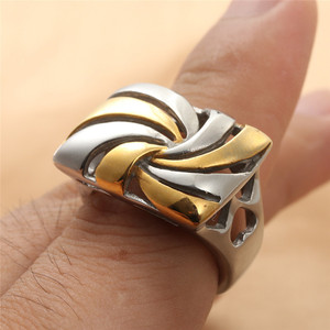 European American Style <b>Titanium</b> Steel Rotating Hollow <b>Ring</b> Geometric Retro Punk Two Tone Unisex Jewelry Gift 290115 - Product Image 4