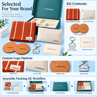 Coffret Cadeau Personnalisé Thanksgiving pour Nouveau Nicheur : Essuie-tout en Coton, Sous-verres en Liège, Porte-clés Métallique, Pochette en Toile – Idéal pour Agent Immobilier et Client
