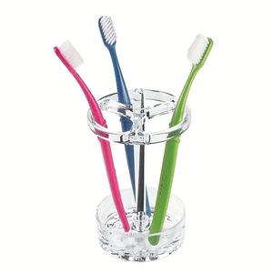 Transparent <b>Toothbrush</b> <b>Holder</b> With 4 Hole Design Desktop Cosmetic Organizer For Personal Care Products - Product Image 2