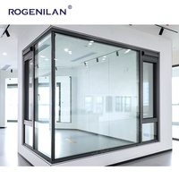 Ventanas Modernas Insonorizadas de Aluminio y Vidrio Rogenilan para Casas, Ventana Abatible de Doble Acristalamiento con Mosquitera