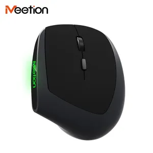 Meetion MT-R390 c型端口人体工程学设计适合手形黑色发光游戏办公室垂直鼠标
