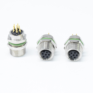 ขั้วต่อแบบติดแผงวงจรพิมพ์ชนิดตัวเมีย 6 ขา แบบวงกลม M8 สำหรับอุตสาหกรรมยานยนต์ ระดับการป้องกันน้ำ IP67 แบบยึดด้านหน้า - Product Image 1