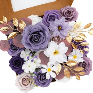 Arrangements de bouquets de mariée de haute qualité, fleurs bleues, roses, dahlias, têtes de fleurs mélangées pour la décoration de mariage DIY, baby showers - Product Image 6