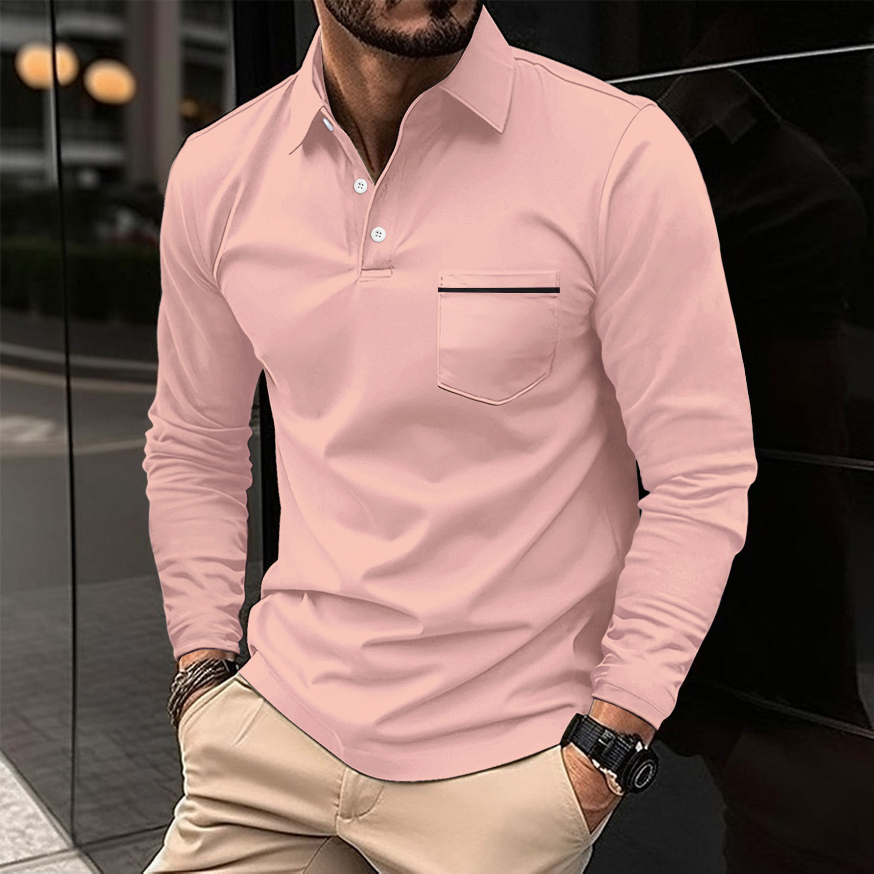 Pink button pocket
