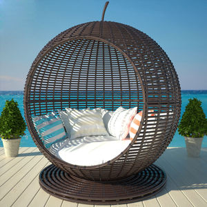 Cama de mimbre de ratán de alta calidad, <span class=keywords><strong>tumbona</strong></span> con forma de manzana, muebles de jardín para exteriores, <span class=keywords><strong>tumbona</strong></span> redonda <span class=keywords><strong>desmontable</strong></span>, sofá cama junto a la piscina - Product Image 5
