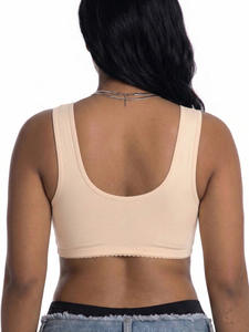 Sujetador con cierre frontal, lencería sexy de talla grande, sujetador push-up inalámbrico para mujer, sujetador de encaje con patchwork, estilo chaleco, efecto lifting, gran oferta transfronteriza - Product Image 6