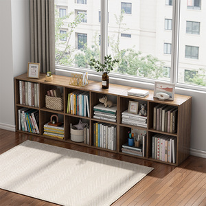 Wan Yusen Bookshelf Grid <b>Cabinet</b> Floor Standing Low Storage Shelf Minimalist Multi Layer Bookcase For Home Office Organization - Product Image 2