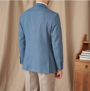 Veste de costume pour <span class=keywords><strong>homme</strong></span> en <span class=keywords><strong>jean</strong></span> bleu de haute qualité, décontractée, respirante, extensible, à simple boutonnage, à revers en pointe, coupe ajustée, <span class=keywords><strong>blazer</strong></span> sport pour <span class=keywords><strong>homme</strong></span> - Product Image 3